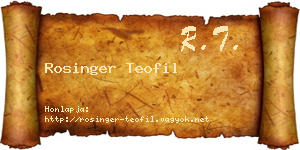 Rosinger Teofil névjegykártya